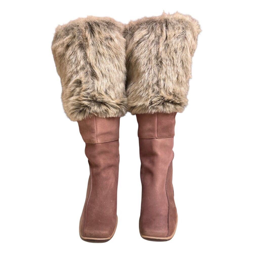 Timberland Baychester Faux Fur Fold Down Vintage Y2K Wedge Boots Size 9.5M